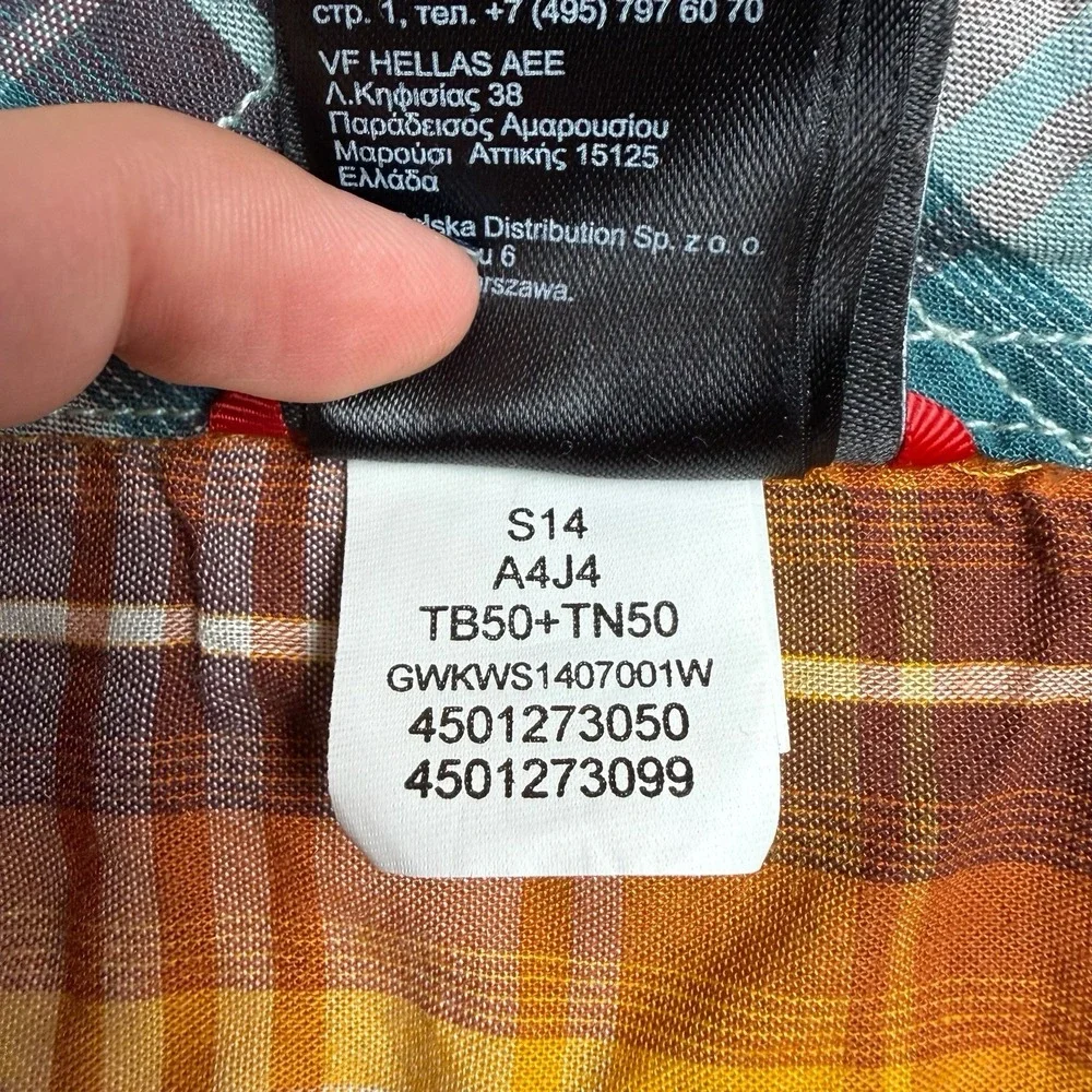 The North Face Shirt Mens Large Blue Plaid Button Up Short Sleeve Orange